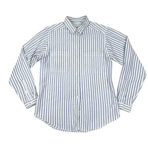 Lands’ End Blue White Stripe Button Down Shirt Made in USA Preppy 12